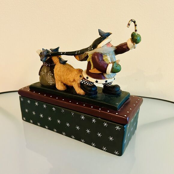 Williraye Studio Christmas Santa Candy Cane With Dog Cat Figurine Candle Box - Picture 16 of 16